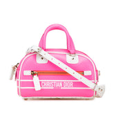 ディオール ヴァイブ ミニ ミニボウリングバッグ ハンドバッグ 2WAY ピンク ホワイト レザー レディース Dior 【中古】